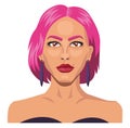 Girl with short pink hair illustration vector