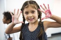 Girl Showing Hands Color Stamp