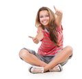 Girl showing Thumbs up