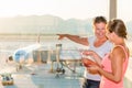 Girl shows her friend a plane Royalty Free Stock Photo