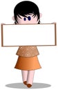 Nice Girl cartoon with signboard isolated Royalty Free Stock Photo