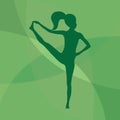 girl silhouette practising yoga in extended hand-to-big-toe pose. Vector illustration decorative design Royalty Free Stock Photo