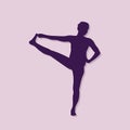 girl silhouette practising yoga in extended hand-to-big-toe pose. Vector illustration decorative design Royalty Free Stock Photo