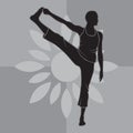 girl silhouette practising yoga in extended hand-to-big-toe pose. Vector illustration decorative design Royalty Free Stock Photo