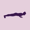 girl silhouette practising yoga in four-limbed staff pose. Vector illustration decorative design