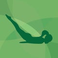 girl silhouette practising yoga in locust pose variation. Vector illustration decorative design