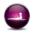 girl silhouette practising yoga in sphinx pose. Vector illustration decorative design