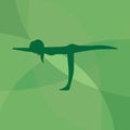 girl silhouette practising yoga in warrior iii pose. Vector illustration decorative design Royalty Free Stock Photo