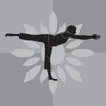 girl silhouette practising yoga in warrior iii pose. Vector illustration decorative design Royalty Free Stock Photo