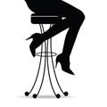 Girl silhouette sitting on bar stools illustration Royalty Free Stock Photo