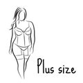 Girl silhouette sketch plus size model. Curvy woman symbol. Vector illustration Royalty Free Stock Photo