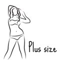 Girl silhouette sketch plus size model. Curvy woman symbol. Vector illustration Royalty Free Stock Photo