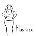 Girl silhouette sketch plus size model. Curvy woman symbol. Vector illustration Royalty Free Stock Photo