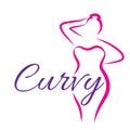Girl silhouette sketch plus size model. Curvy woman symbol. Vector illustration Royalty Free Stock Photo