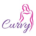 Girl silhouette sketch plus size model. Curvy woman symbol. Vector illustration Royalty Free Stock Photo