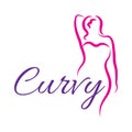 Girl silhouette sketch plus size model. Curvy woman symbol. Vector illustration Royalty Free Stock Photo