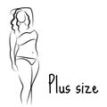 Girl silhouette sketch plus size model. Curvy woman symbol. Vector illustration Royalty Free Stock Photo