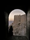 Girl Silhouette in Tunnel View Royalty Free Stock Photo