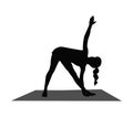Yoga pose. Female silhouette isolated. Black and white illustration.