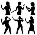 Girl silhouettes taking selfie with smart phone Royalty Free Stock Photo