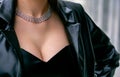 Close up Detail of a Beautiful Necklace in Glamour Shot - Image of a beautiful precious piece around model s neck