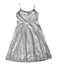 Girl silver dress isolated.Sparkling party dress.