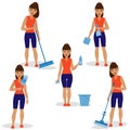 Girl with Simple Tools for Cleaning Royalty Free Stock Photo