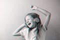 Girl singing in headphones, 3D anaglyph effect