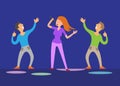 Girl Singing and Dancing Boys, Night Club Vector Royalty Free Stock Photo