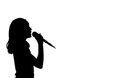 Girl singing silhouette Royalty Free Stock Photo