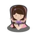 Girl sit in Baby rides module with layette form Royalty Free Stock Photo
