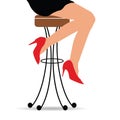 Girl sitting on bar stools illustration Royalty Free Stock Photo