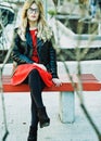 Girl Sitting on Bench