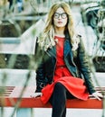 Girl Sitting on Bench