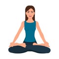 Girl sitting in lotus position flat icon Royalty Free Stock Photo