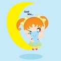 girl sitting on moon. Vector illustration decorative design Royalty Free Stock Photo