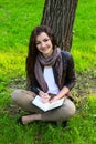 Girl sitting park read book Royalty Free Stock Photo