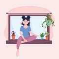 girl sitting window