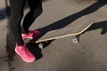 Girl with a skateboard, photo of the bottom