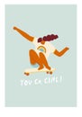 Girl skateboarder ride a skateboard poster