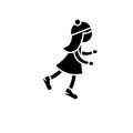 Girl skating black icon, vector sign on isolated background. Girl skating concept symbol, illustration Royalty Free Stock Photo