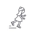 Girl skating line icon concept. Girl skating vector linear illustration, symbol, sign Royalty Free Stock Photo