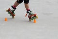 Girl skating in two wheels Royalty Free Stock Photo