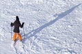 Girl skiing in the snow in winter