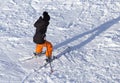 Girl skiing in the snow in winter