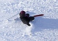 Girl skiing in the snow in winter