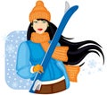 Girl with skis