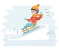 Girl sledding on the snow