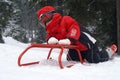 Girl with sledge Royalty Free Stock Photo