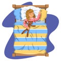 Girl sleep bedtime in his bedroom bed with teddy bear.
